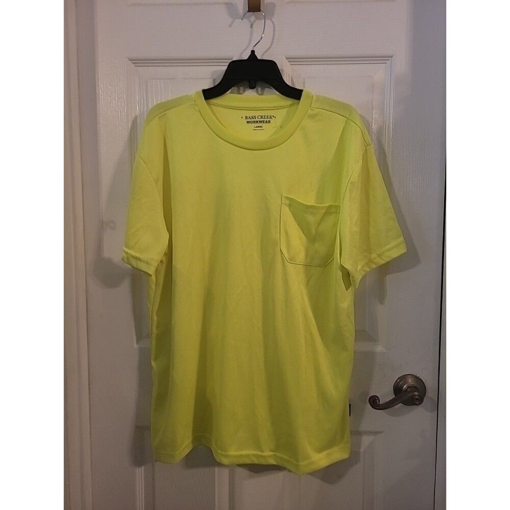 Bass Creek Outfitters WRK TECH Men’s Large Yellow Pocket Crew Neck Solid T-Shirt